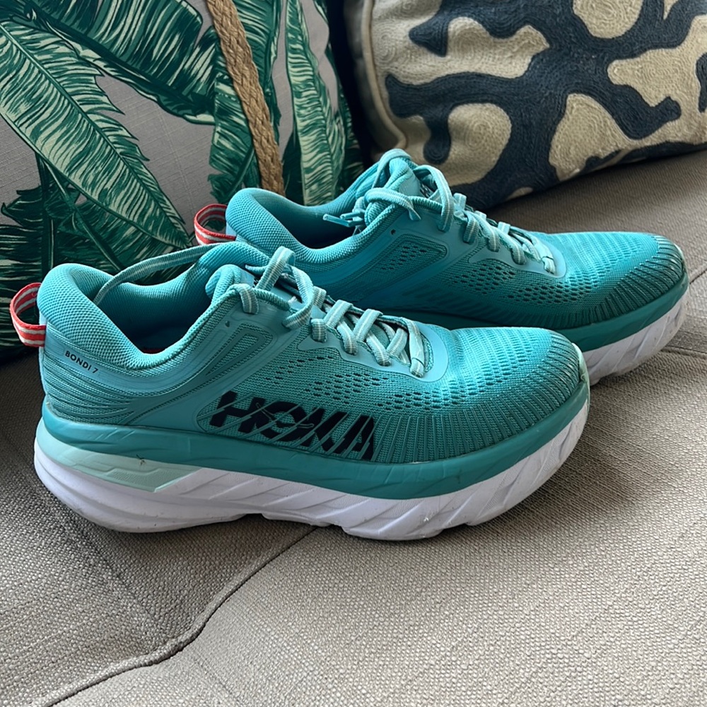 * Hoka One One Bondi 7 Womens Size 6 Blue Running Shoes 1110519 AEBL